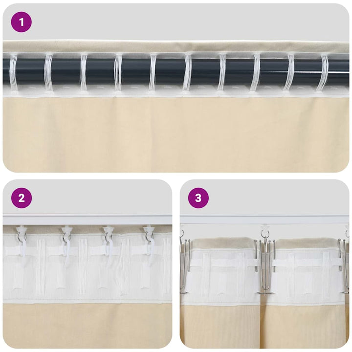 Mørklægningsgardiner 2 pcs Creme 140 x 245 cm Fløjl