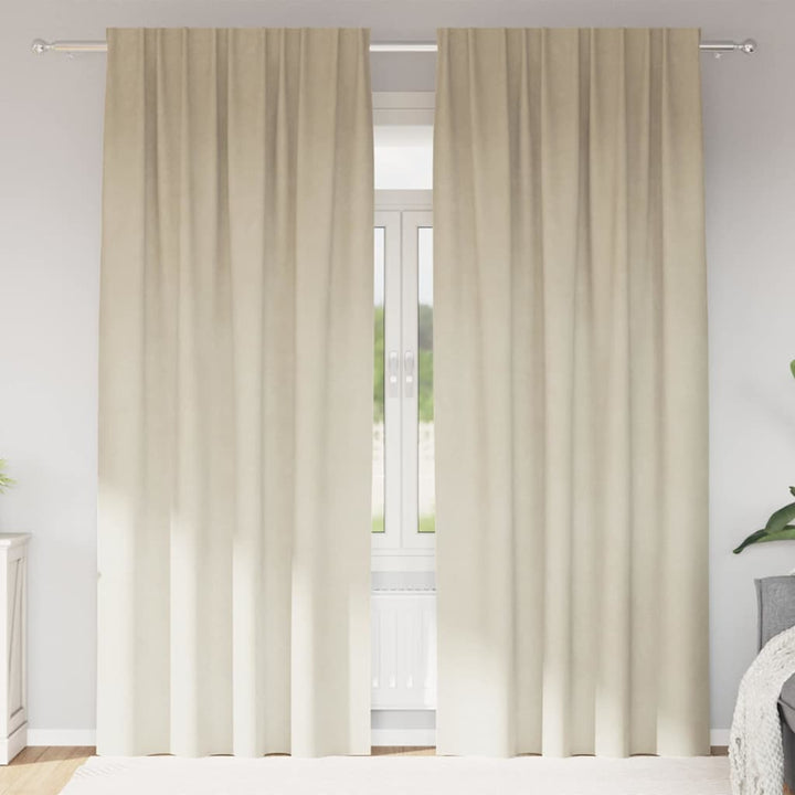 Mørklægningsgardiner 2 pcs Creme 140 x 245 cm Fløjl
