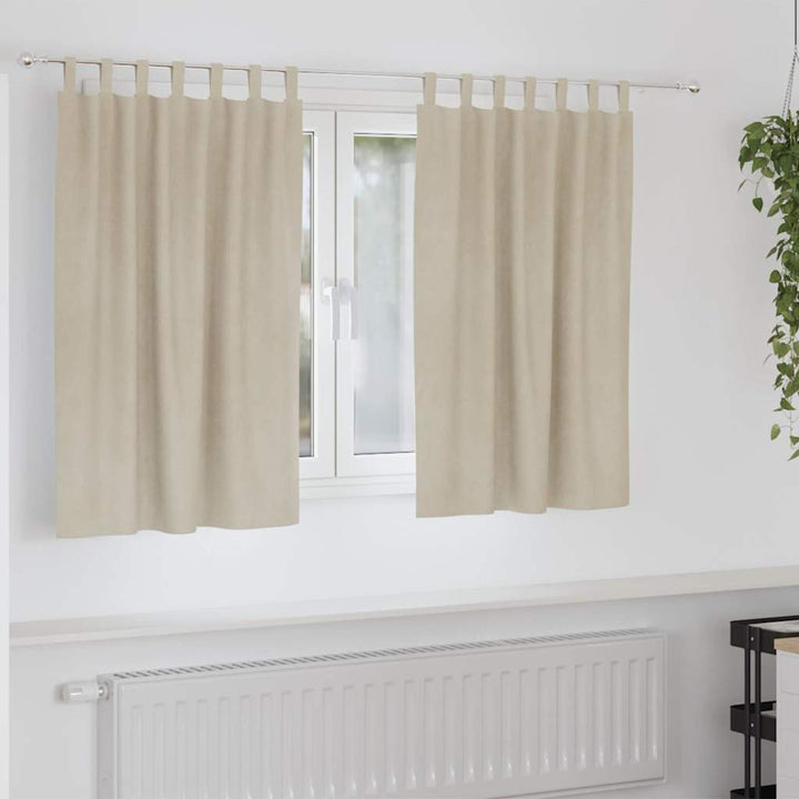 Mørklægningsgardiner 2 pcs Creme 140 x 140 cm Fløjl