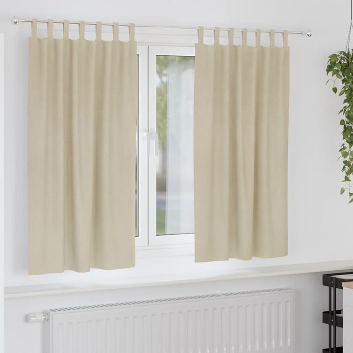 Mørklægningsgardiner 2 pcs Creme 140 x 175 cm Fløjl