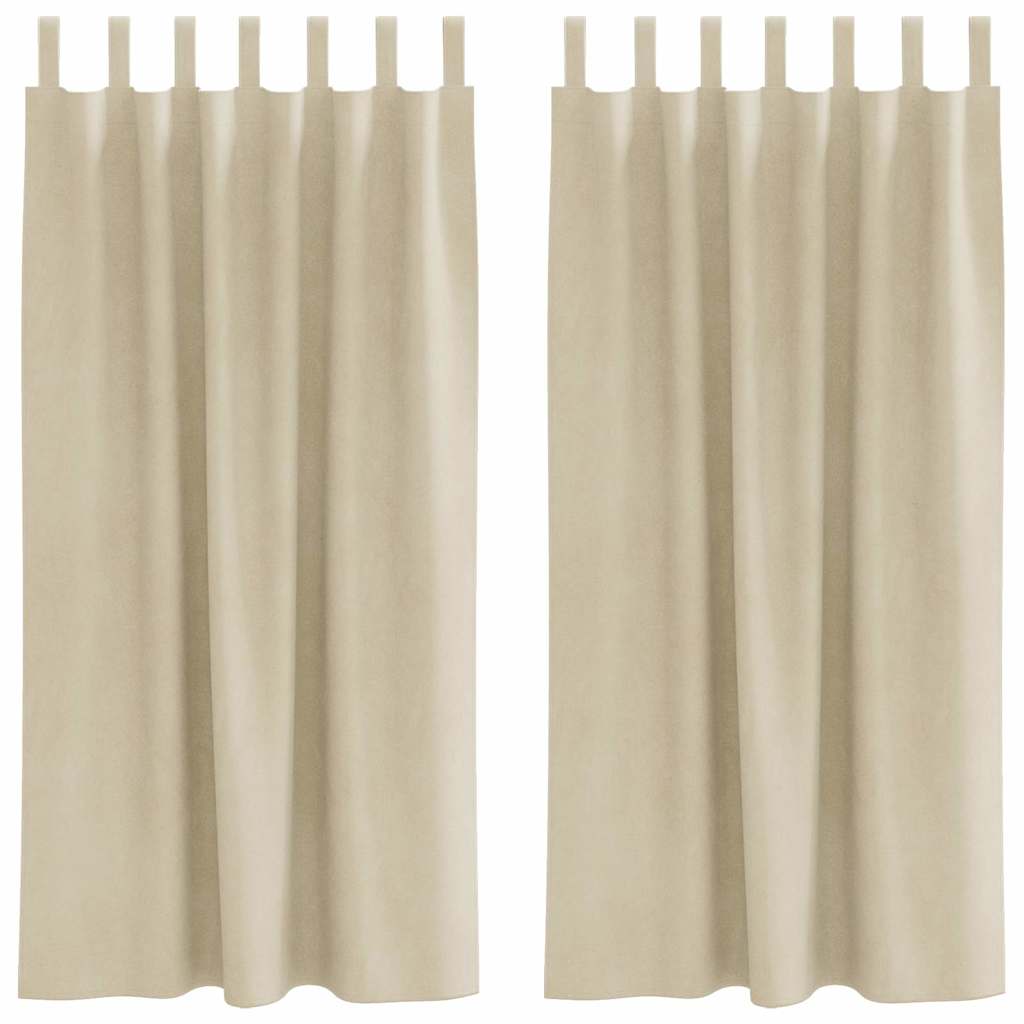 Mørklægningsgardiner 2 pcs Creme 140 x 175 cm Fløjl