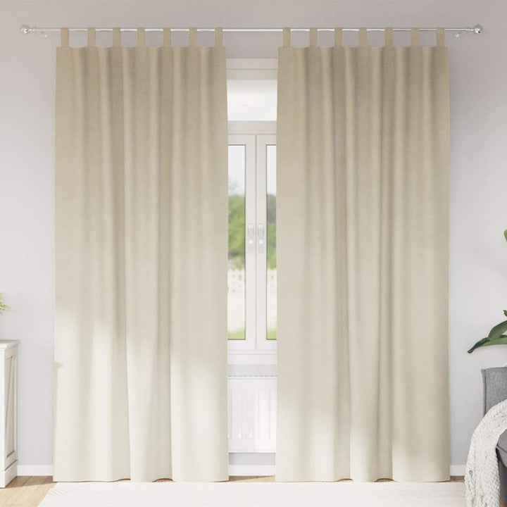 Mørklægningsgardiner 2 pcs Creme 140 x 225 cm Fløjl