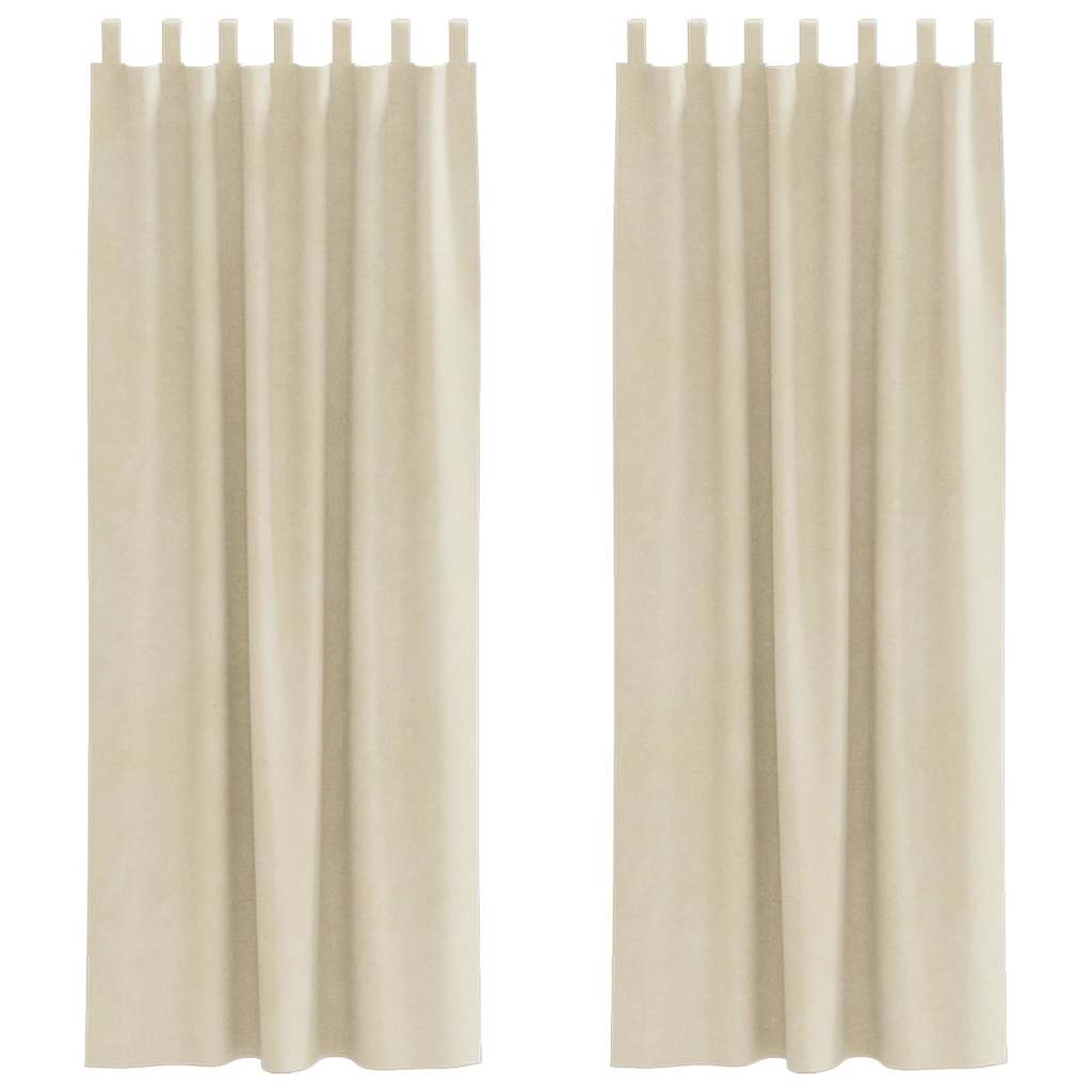 Mørklægningsgardiner 2 pcs Creme 140 x 260 cm Fløjl