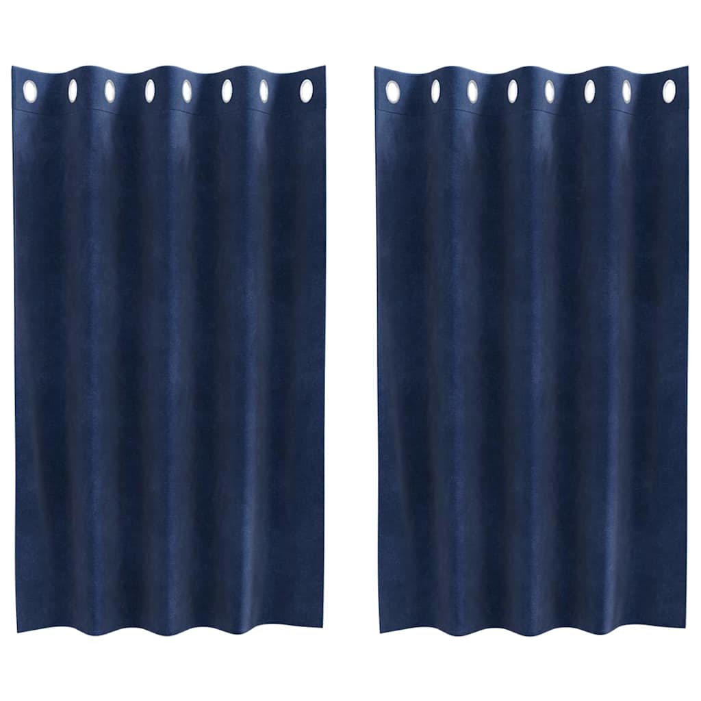Mørklægningsgardiner 2 pcs Mørk blå 140 x 140 cm Fløjl