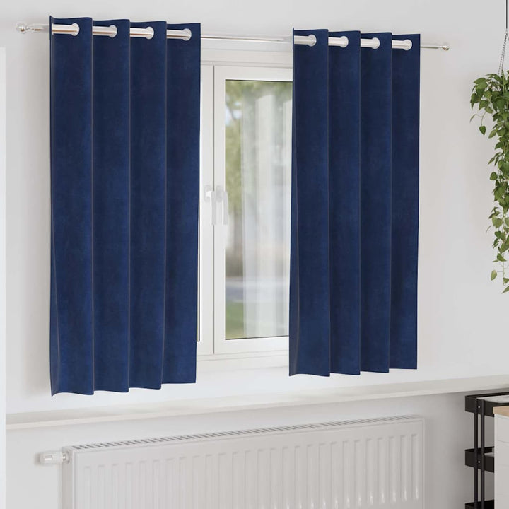 Mørklægningsgardiner 2 pcs Mørk blå 140 x 175 cm Fløjl