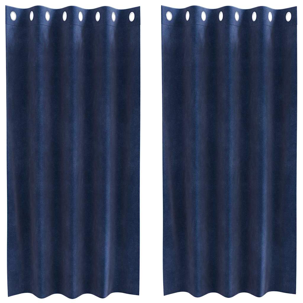 Mørklægningsgardiner 2 pcs Mørk blå 140 x 175 cm Fløjl
