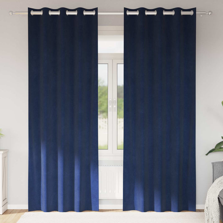 Mørklægningsgardiner 2 stk. Mørk blå 140 x 225 cm Fløjl