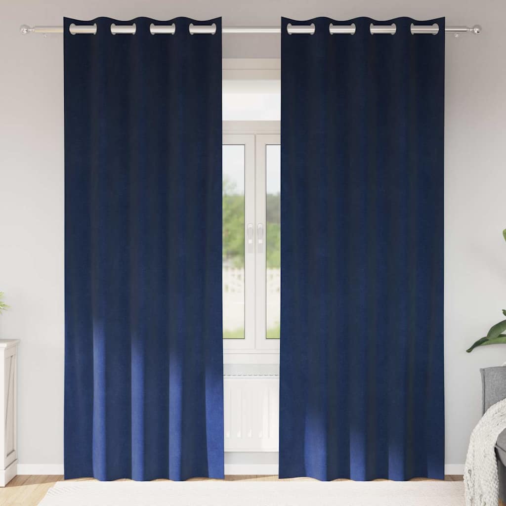 Mørklægningsgardiner 2 stk. Mørk blå 140 x 245 cm Fløjl