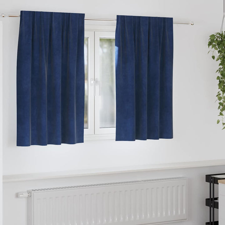 Mørklægningsgardiner 2 pcs Mørk blå 140 x 140 cm Fløjl