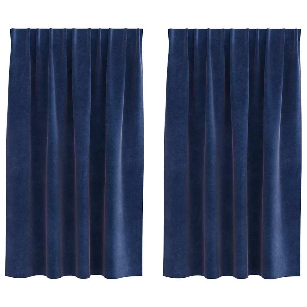 Mørklægningsgardiner 2 pcs Mørk blå 140 x 140 cm Fløjl
