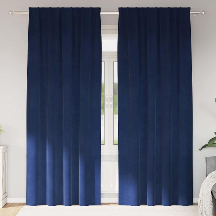 Mørklægningsgardiner 2 pcs Mørk blå 140 x 245 cm Fløjl