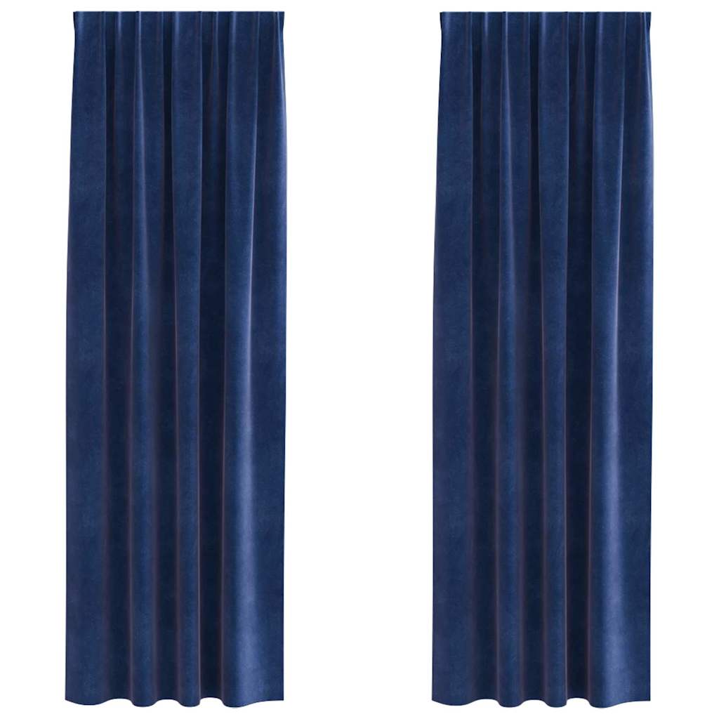Mørklægningsgardiner 2 pcs Mørk blå 140 x 245 cm Fløjl