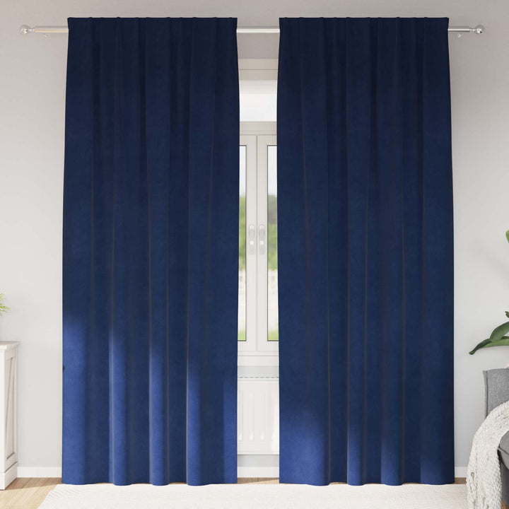 Mørklægningsgardiner 2 pcs Mørk blå 140 x 260 cm Fløjl