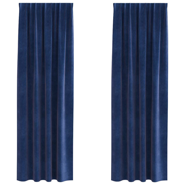 Mørklægningsgardiner 2 pcs Mørk blå 140 x 260 cm Fløjl