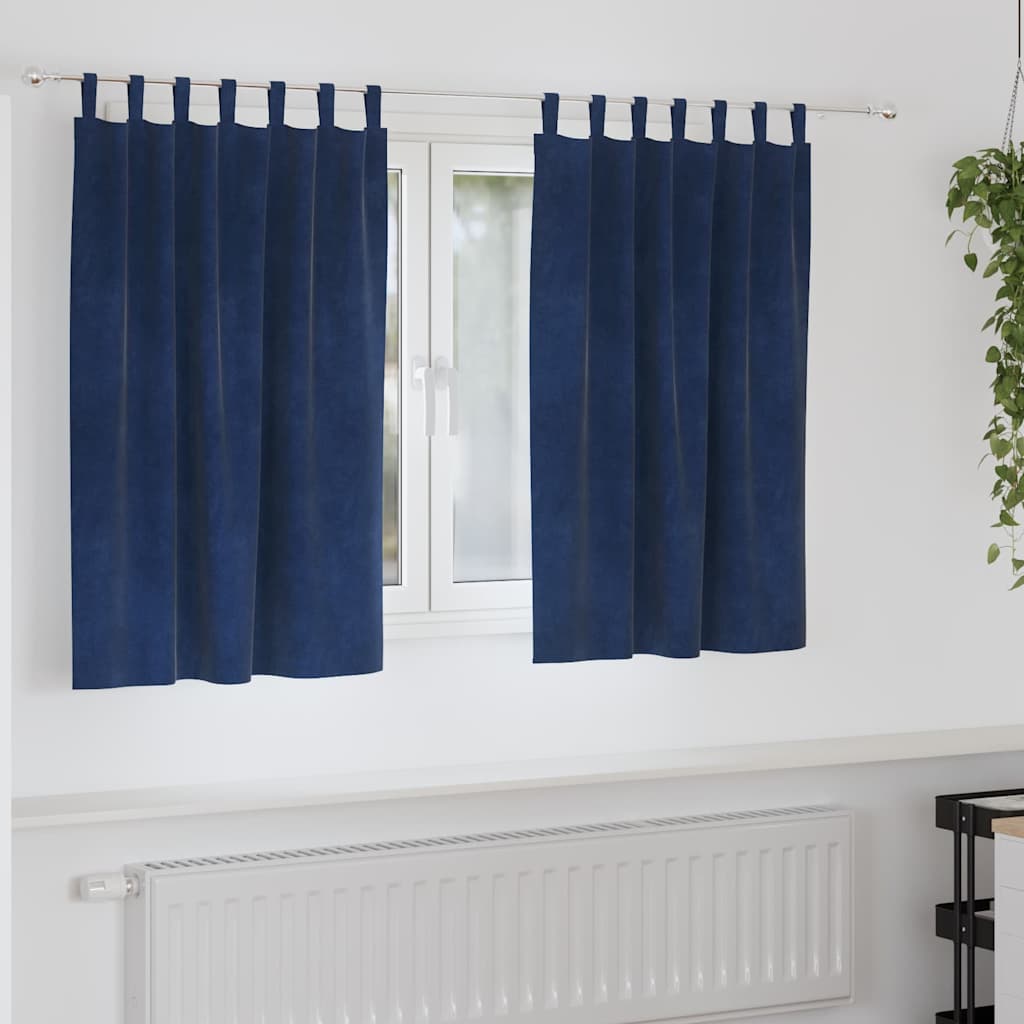 Mørklægningsgardiner 2 pcs Mørk blå 140 x 140 cm Fløjl
