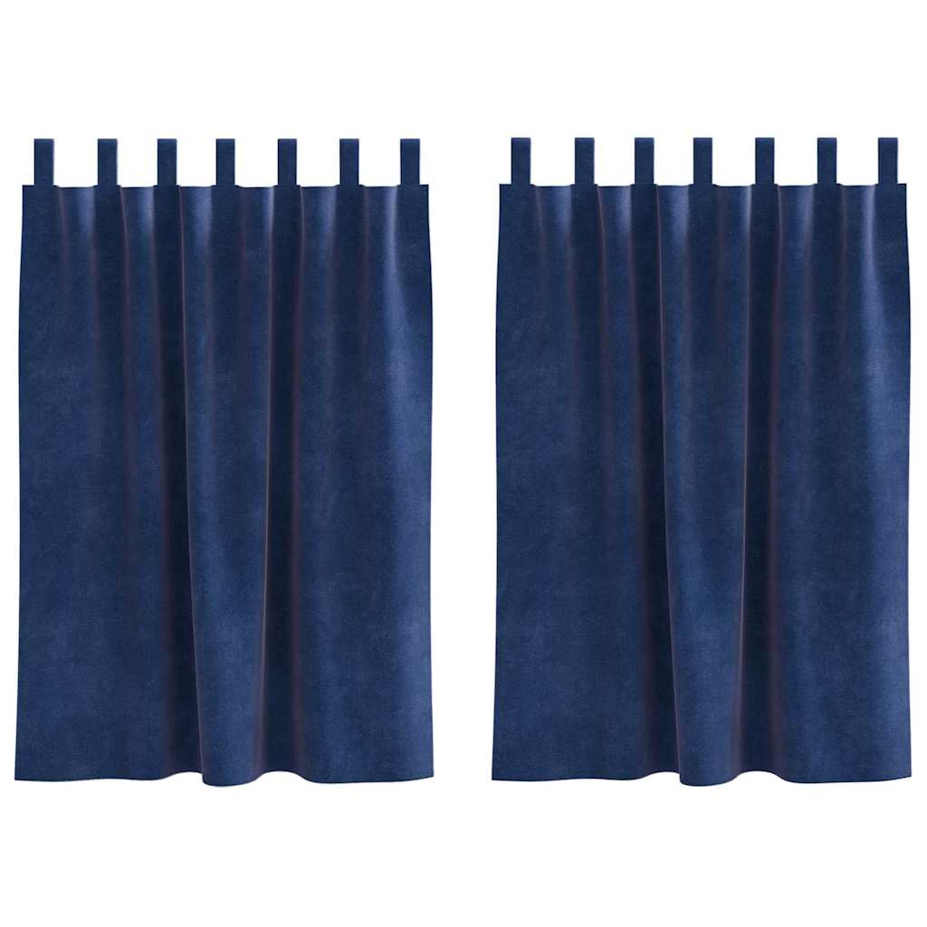 Mørklægningsgardiner 2 pcs Mørk blå 140 x 140 cm Fløjl