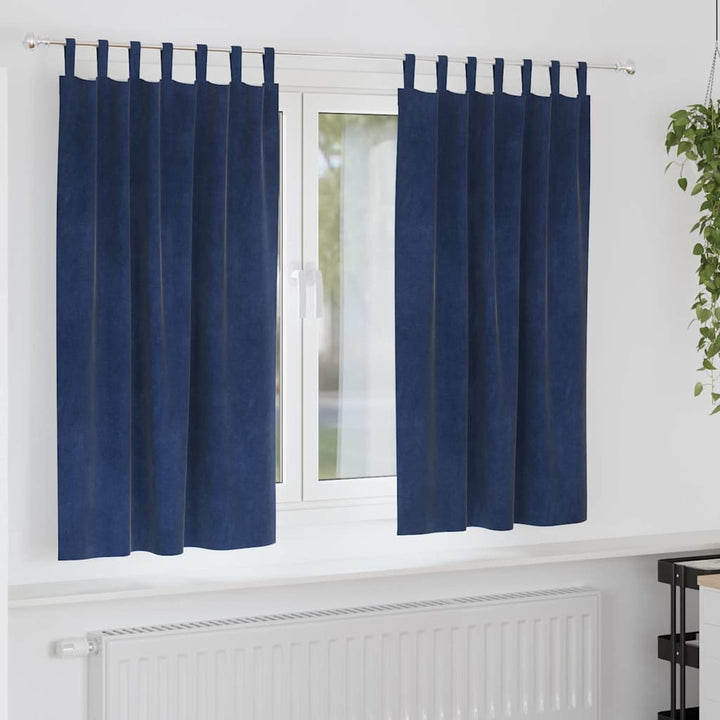 Mørklægningsgardiner 2 pcs Mørk blå 140 x 175 cm Fløjl