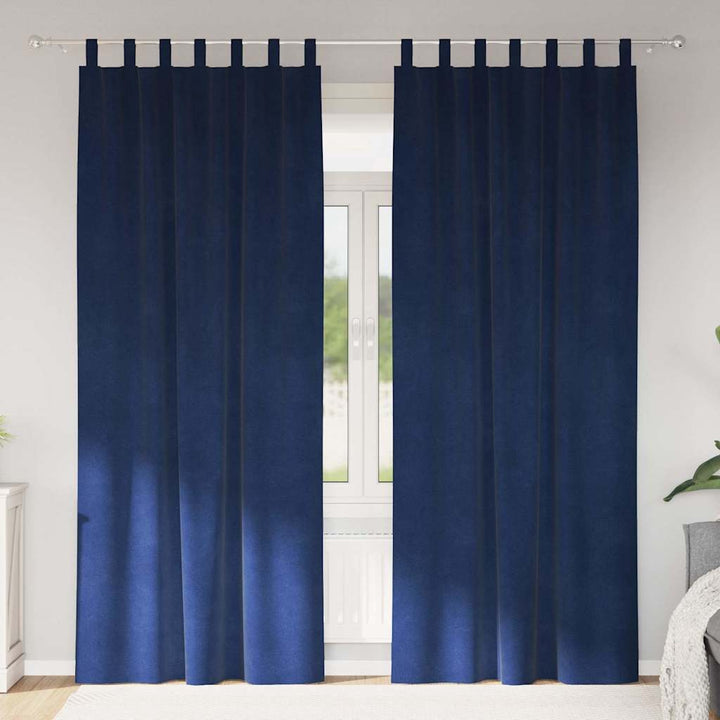 Mørklægningsgardiner 2 stk. Mørk blå 140 x 245 cm Fløjl