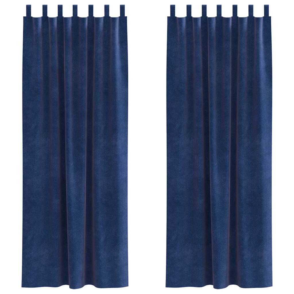 Mørklægningsgardiner 2 pcs Mørk blå 140 x 260 cm Fløjl