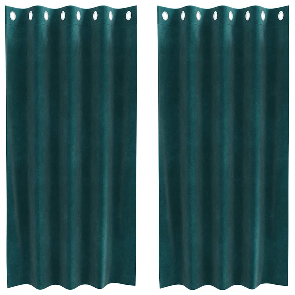 Mørklægningsgardiner 2 pcs Mørkegrøn 140 x 175 cm Fløjl