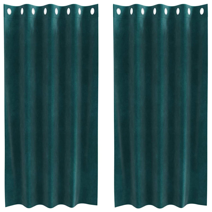 Mørklægningsgardiner 2 pcs Mørkegrøn 140 x 175 cm Fløjl