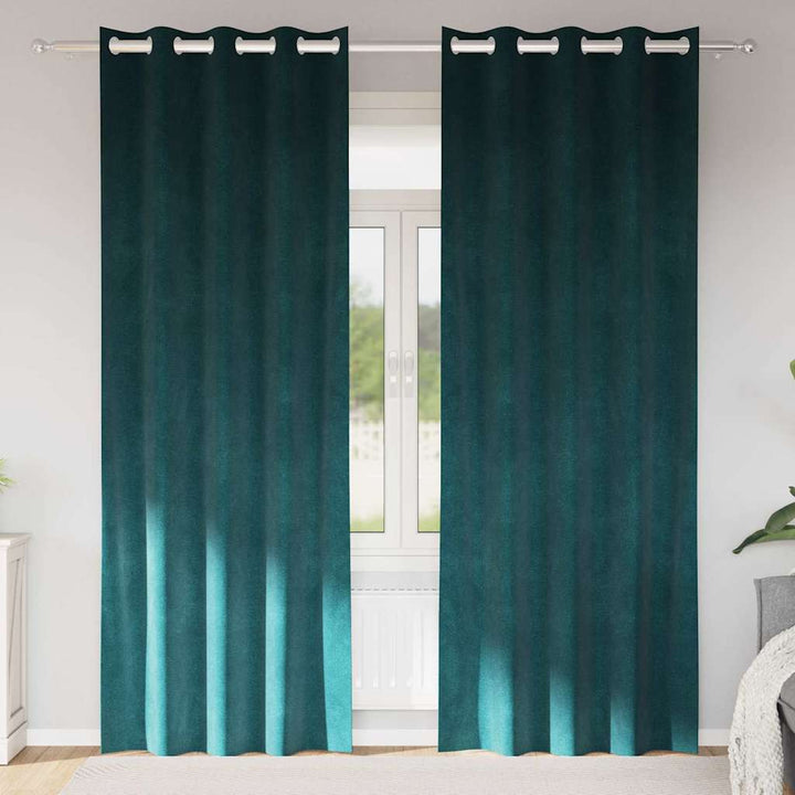 Mørklægningsgardiner 2 pcs Mørkegrøn 140 x 225 cm Fløjl