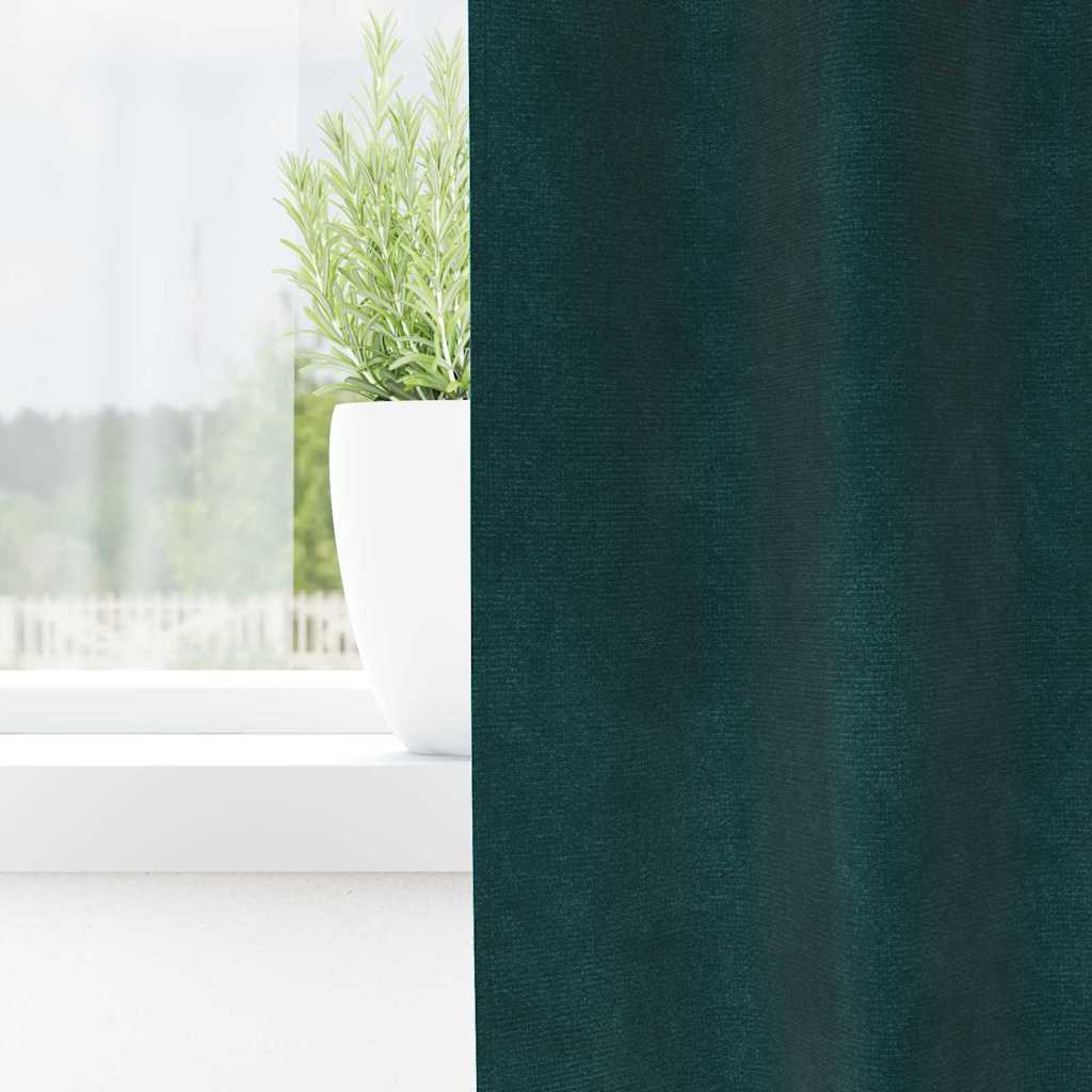Mørklægningsgardiner 2 pcs Mørkegrøn 140 x 260 cm Fløjl