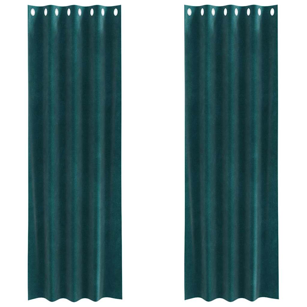 Mørklægningsgardiner 2 pcs Mørkegrøn 140 x 260 cm Fløjl