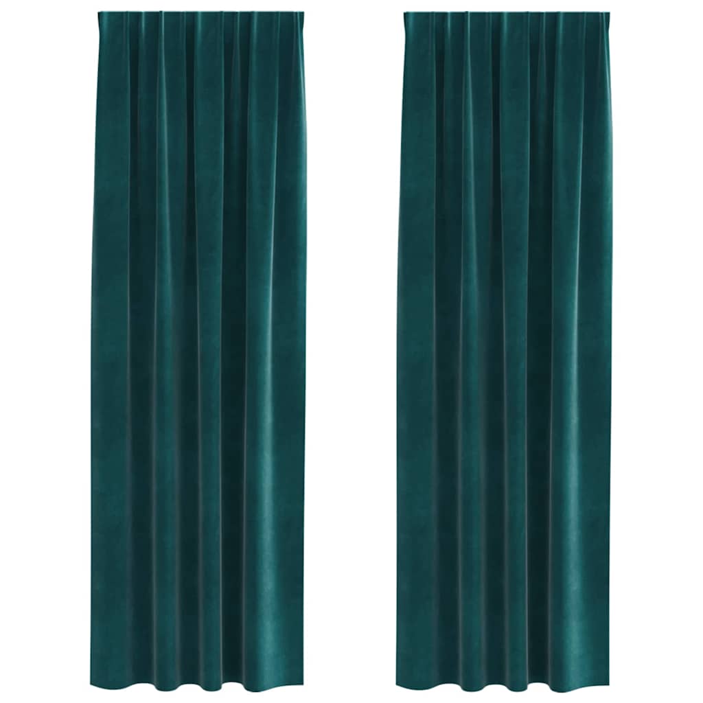 Mørklægningsgardiner 2 pcs Mørkegrøn 140 x 245 cm Fløjl