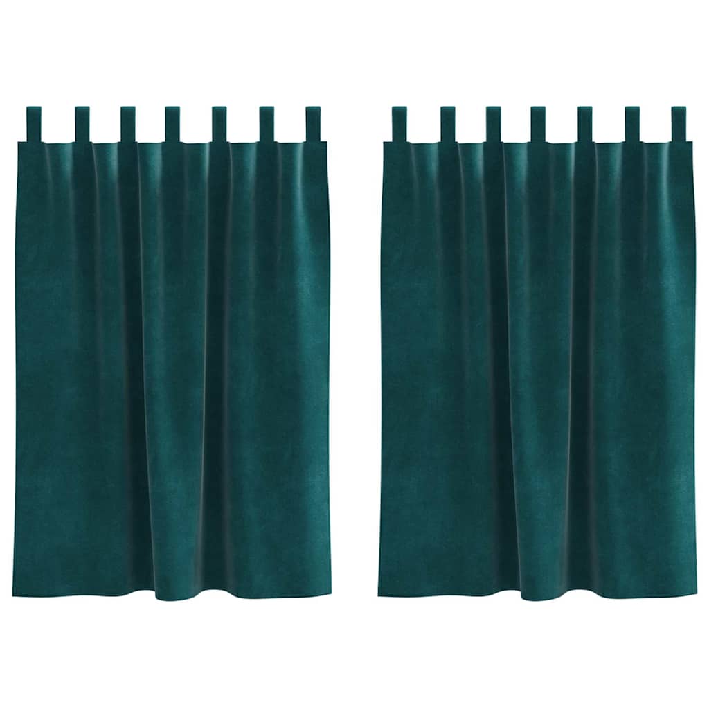Mørklægningsgardiner 2 pcs Mørkegrøn 140 x 140 cm Fløjl