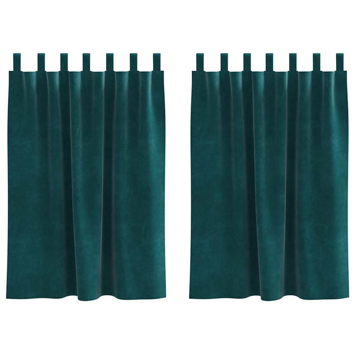Mørklægningsgardiner 2 pcs Mørkegrøn 140 x 140 cm Fløjl