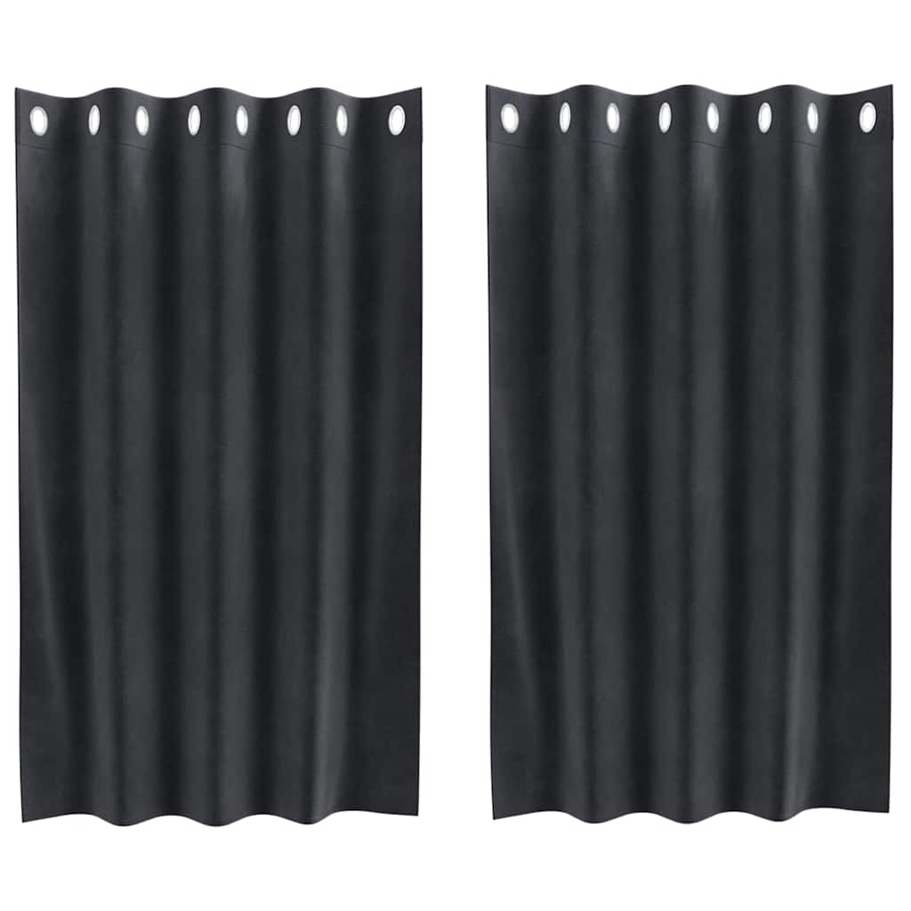 Mørklægningsgardiner 2 stk. Mørkegrå 140 x 140 cm Fløjl