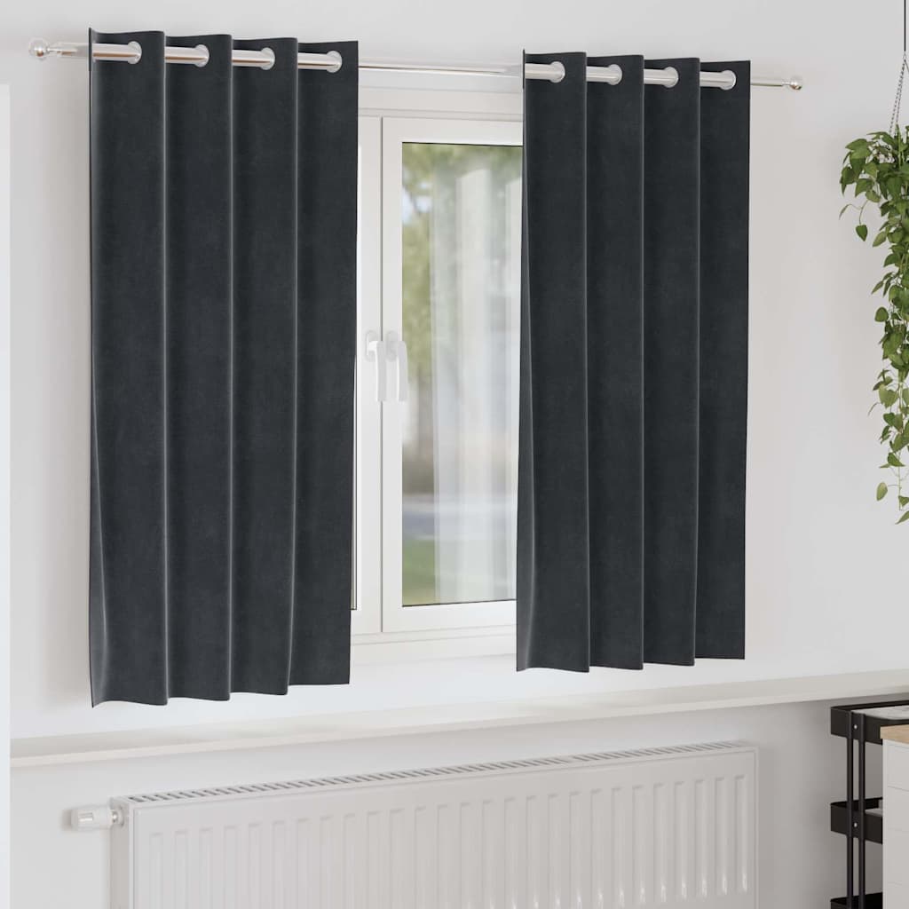 Mørklægningsgardiner 2 stk. Mørkegrå 140 x 175 cm Fløjl