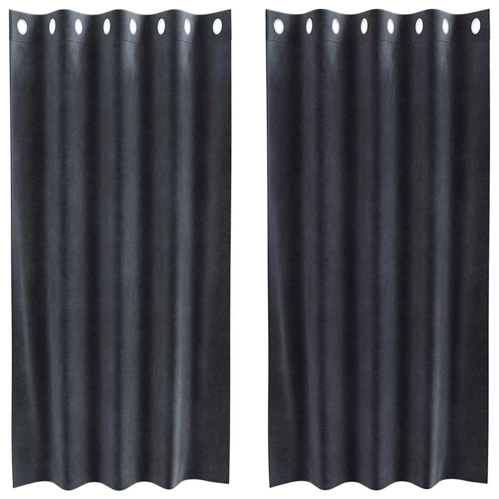 Mørklægningsgardiner 2 stk. Mørkegrå 140 x 175 cm Fløjl
