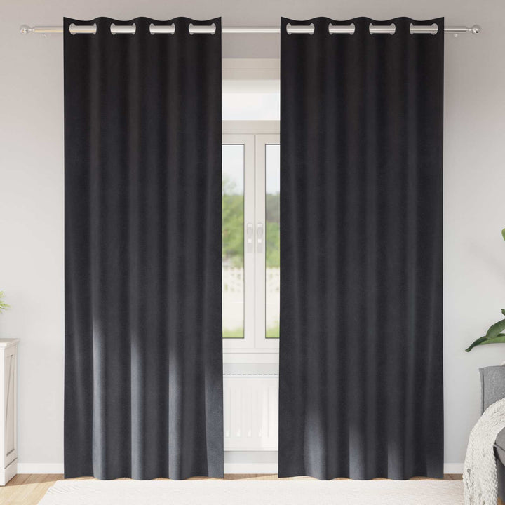 Mørklægningsgardiner 2 pcs Mørkegrå 140 x 245 cm Fløjl