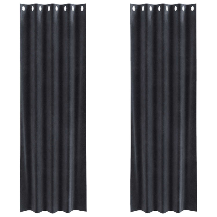 Mørklægningsgardiner 2 pcs Mørkegrå 140 x 245 cm Fløjl