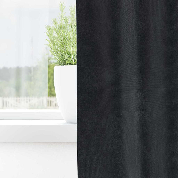 Mørklægningsgardiner 2 stk. Mørkegrå 140 x 260 cm Fløjl
