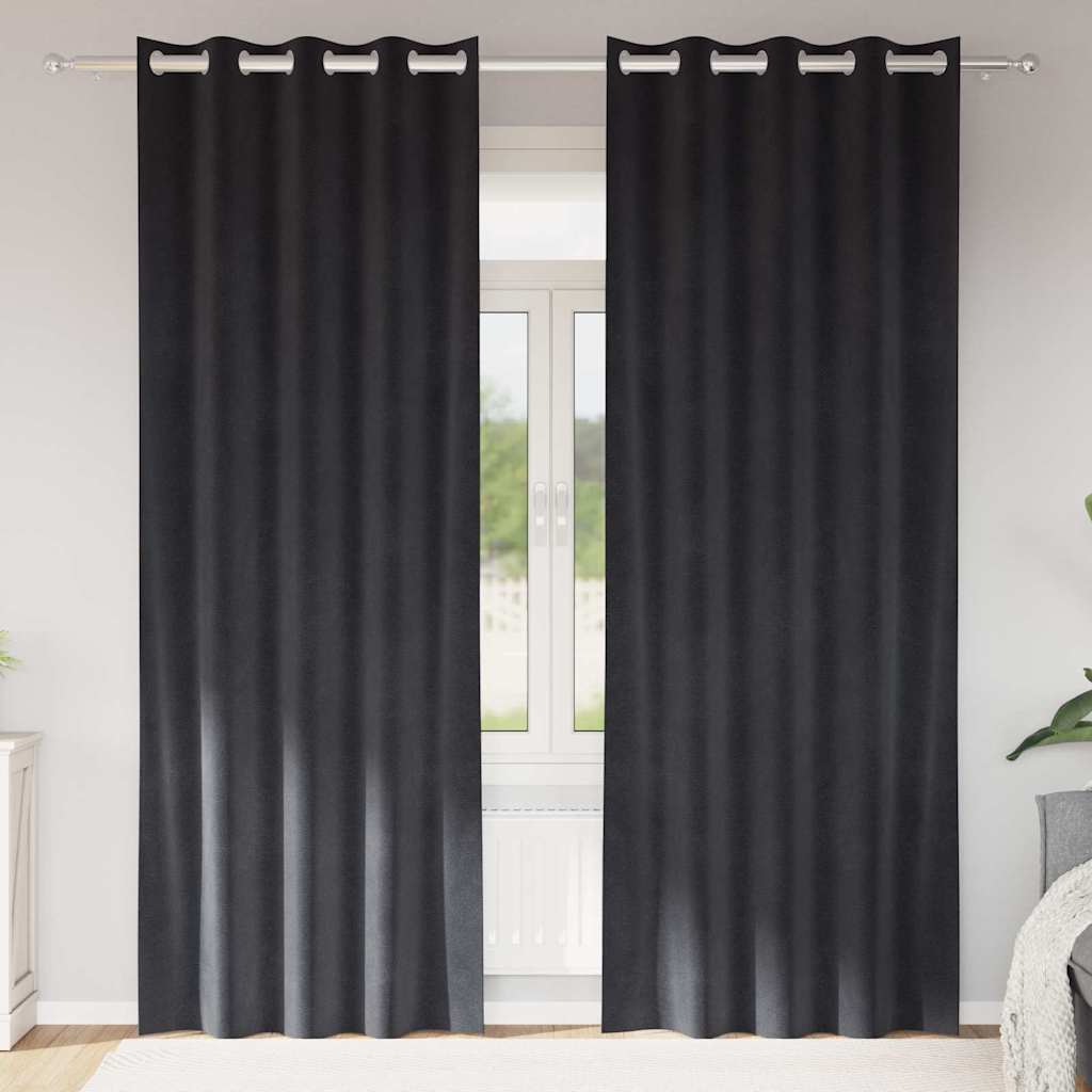 Mørklægningsgardiner 2 stk. Mørkegrå 140 x 260 cm Fløjl