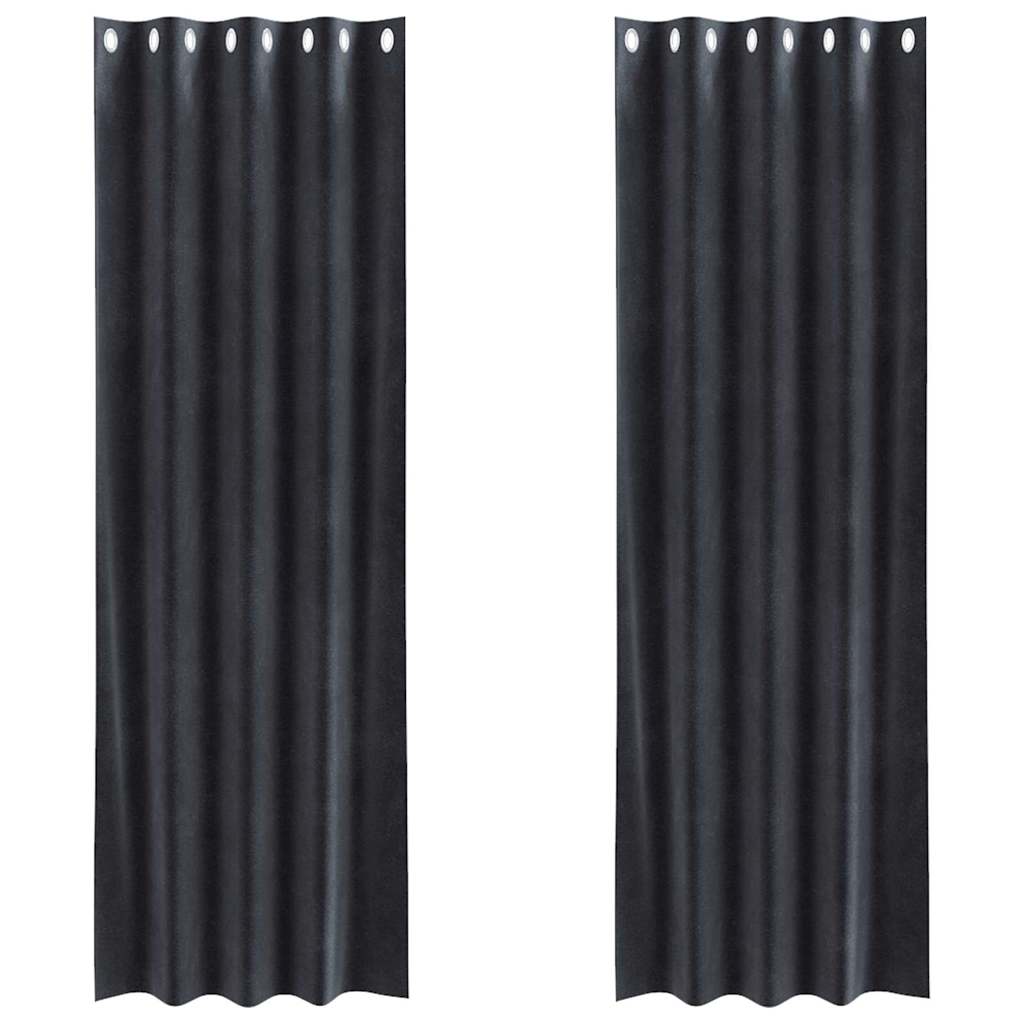 Mørklægningsgardiner 2 stk. Mørkegrå 140 x 260 cm Fløjl