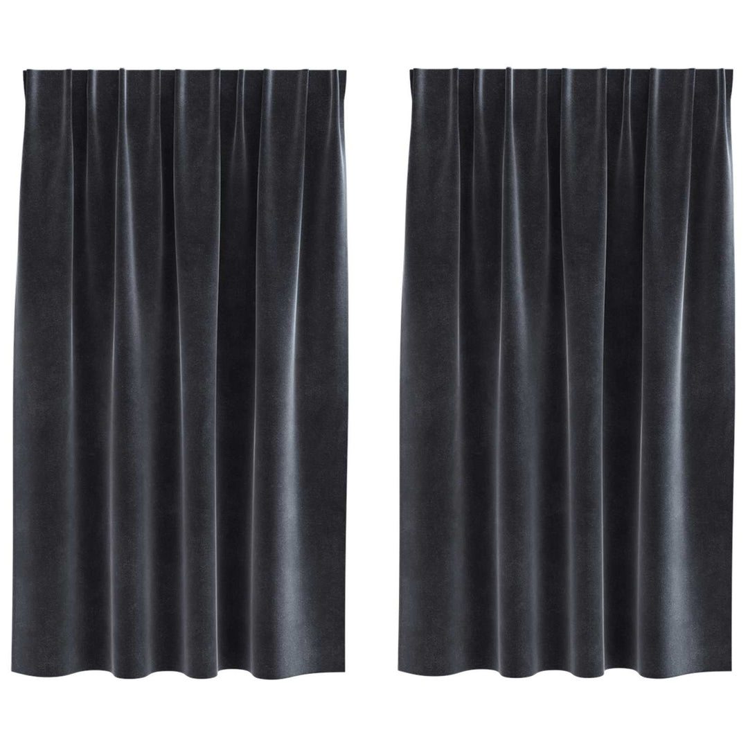 Mørklægningsgardiner 2 pcs Mørkegrå 140 x 140 cm Fløjl