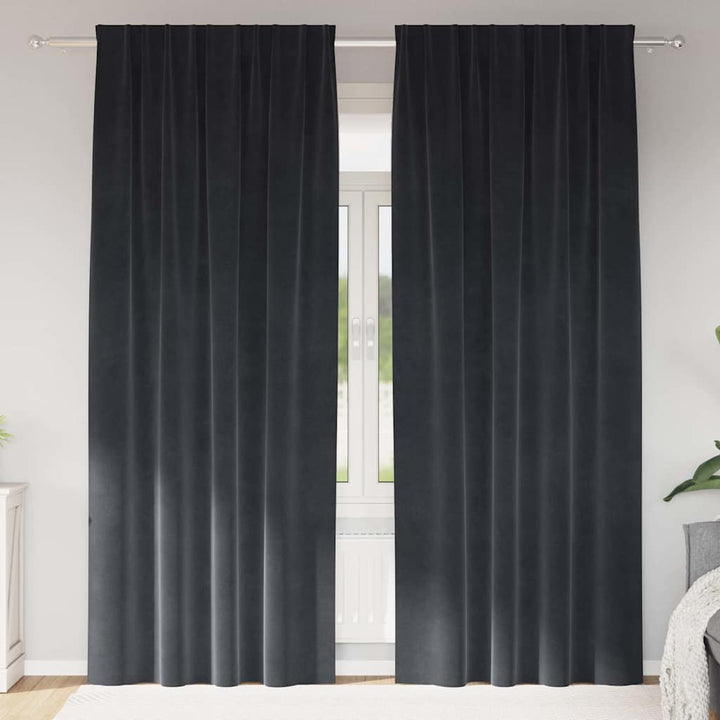 Mørklægningsgardiner 2 pcs Mørkegrå 140 x 245 cm Fløjl