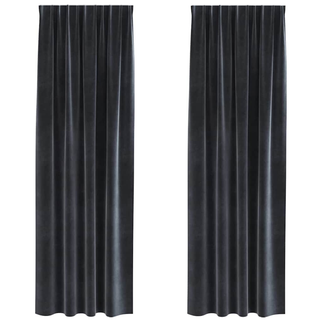 Mørklægningsgardiner 2 pcs Mørkegrå 140 x 245 cm Fløjl