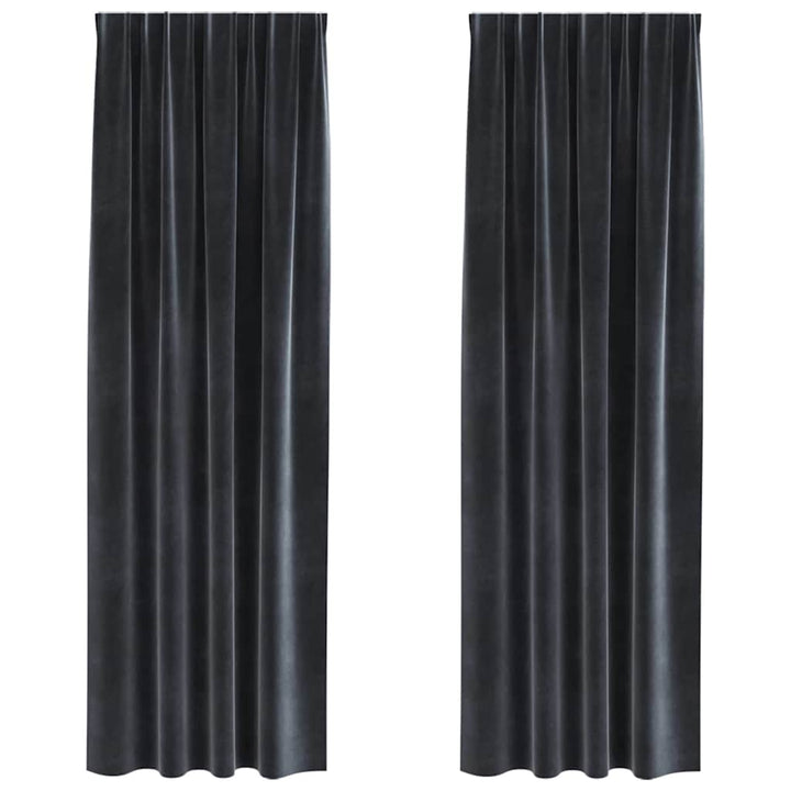 Mørklægningsgardiner 2 pcs Mørkegrå 140 x 245 cm Fløjl