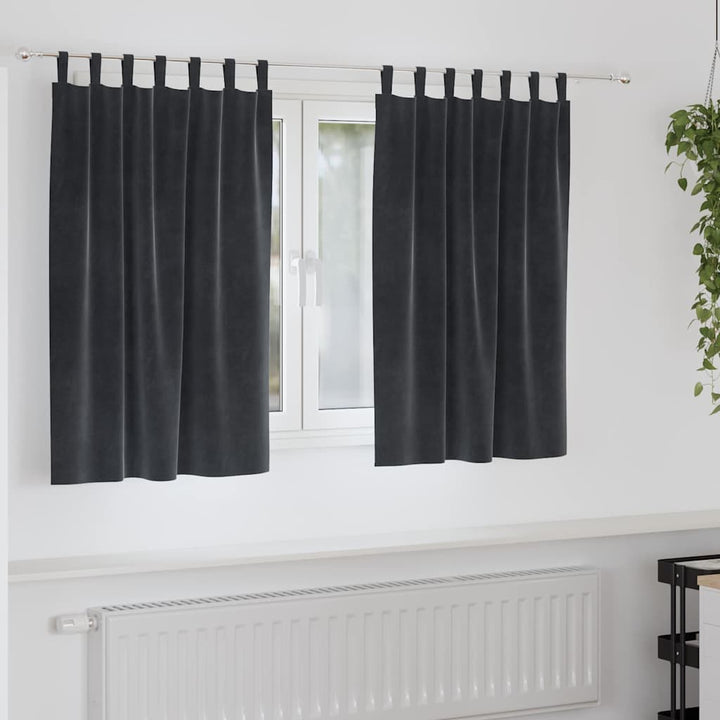 Mørklægningsgardiner 2 pcs Mørkegrå 140 x 140 cm Fløjl