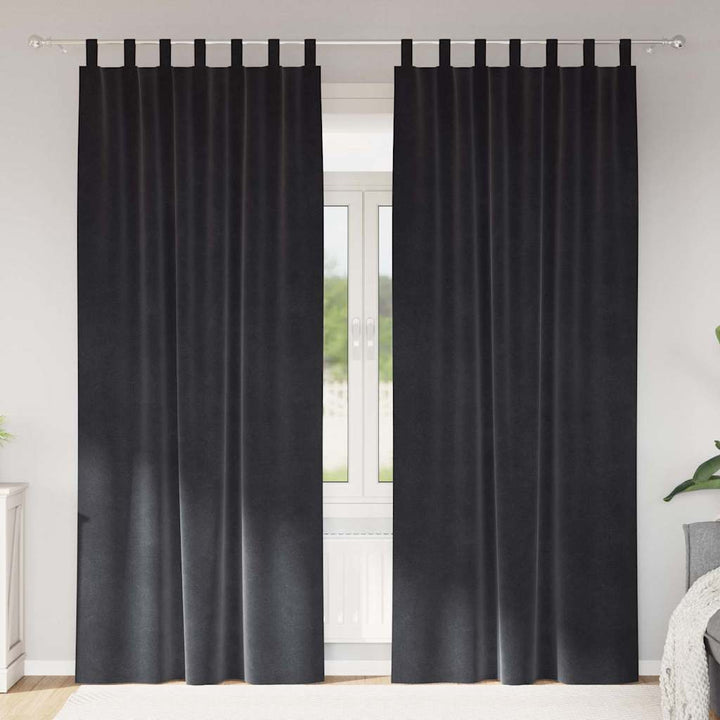 Mørklægningsgardiner 2 pcs Mørkegrå 140 x 225 cm Fløjl