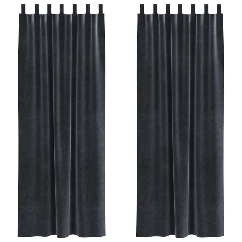Mørklægningsgardiner 2 pcs Mørkegrå 140 x 225 cm Fløjl