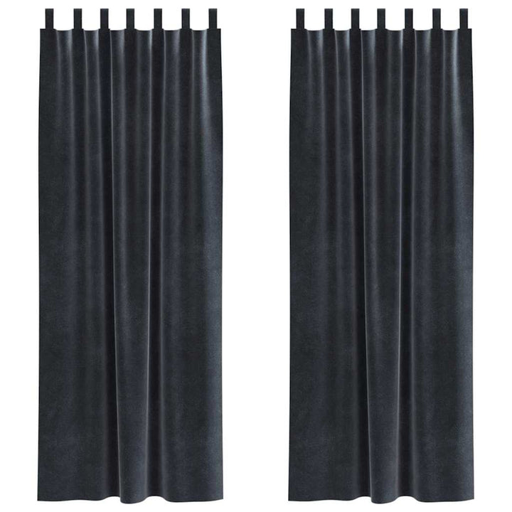 Mørklægningsgardiner 2 pcs Mørkegrå 140 x 225 cm Fløjl