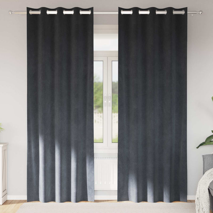 Mørklægningsgardiner 2 pcs Lysegrå 140 x 225 cm Fløjl
