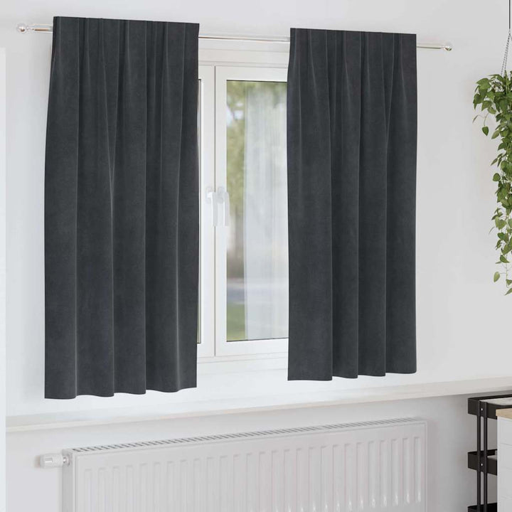 Mørklægningsgardiner 2 stk. Lysegrå 140 x 175 cm Fløjl