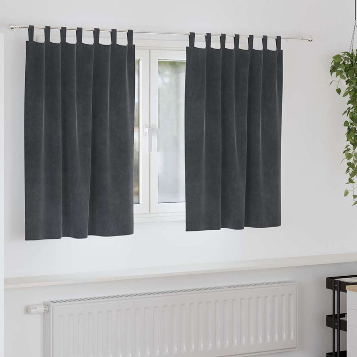 Mørklægningsgardiner 2 pcs Lysegrå 140 x 140 cm Fløjl